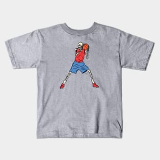 Skeleton Basketball Player Posting Up Kids T-Shirt